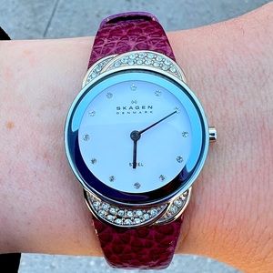 Skagen Purple Premium Leather Watch
